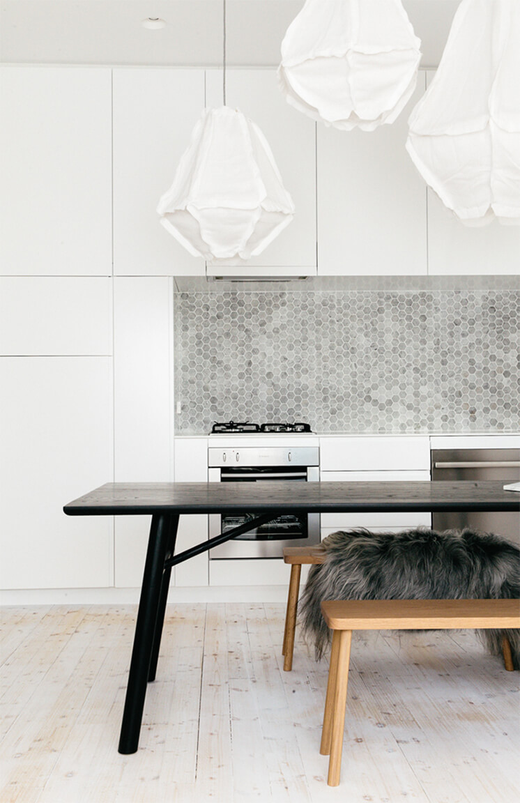 Un banc dans la cuisine frenchy fancy