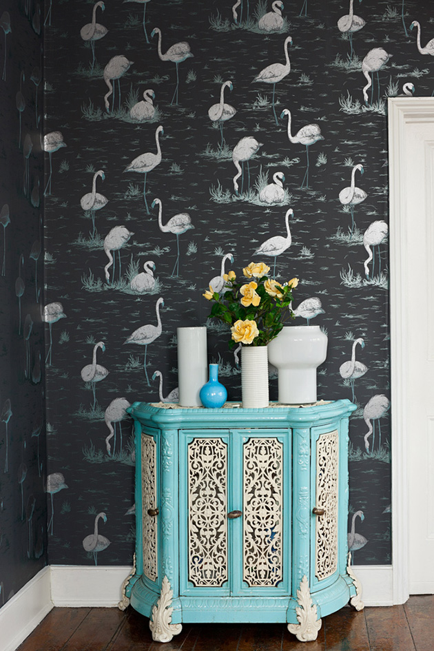 Wallpaper Cole and Son motif flamants roses