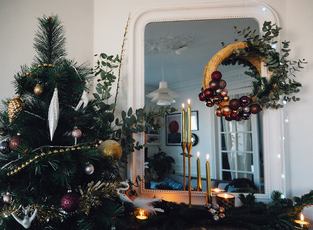 Sapin Lumineux Ambiance Noël Maison de Charme en Verre Mercurisé