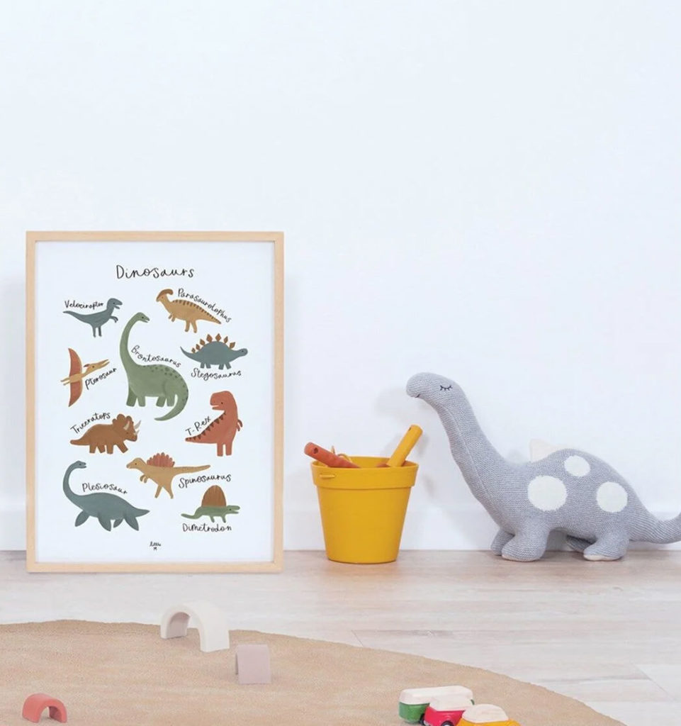Affiche chambre bébé dinosaures